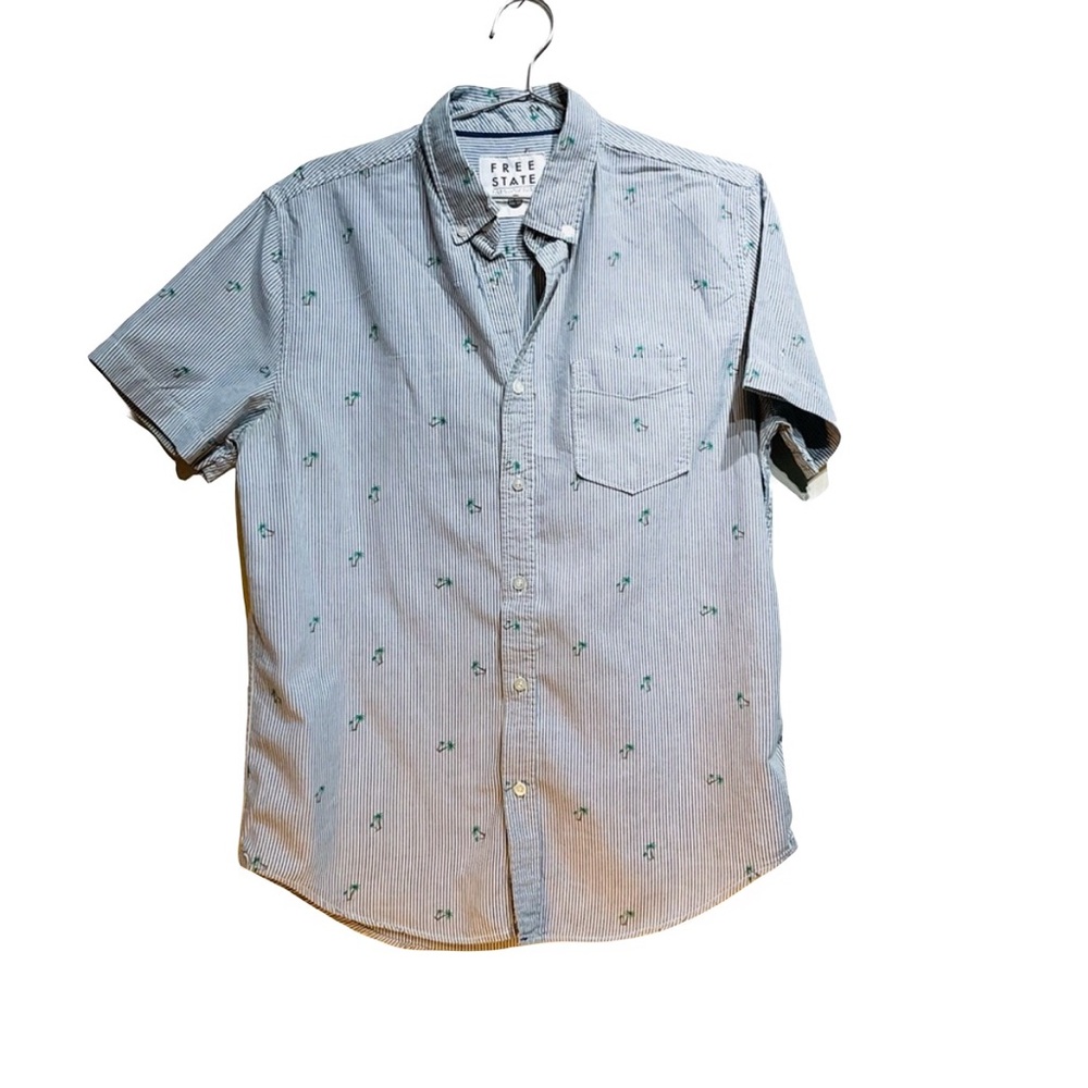 Free State Blue and Green Patterned Men's Shirt Palm Trees Size M